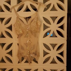 See though beaded tank top